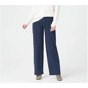 WOMEN WITH CONTROL NEW Tummy Control Stripe Stretch Denim Pant Black XL